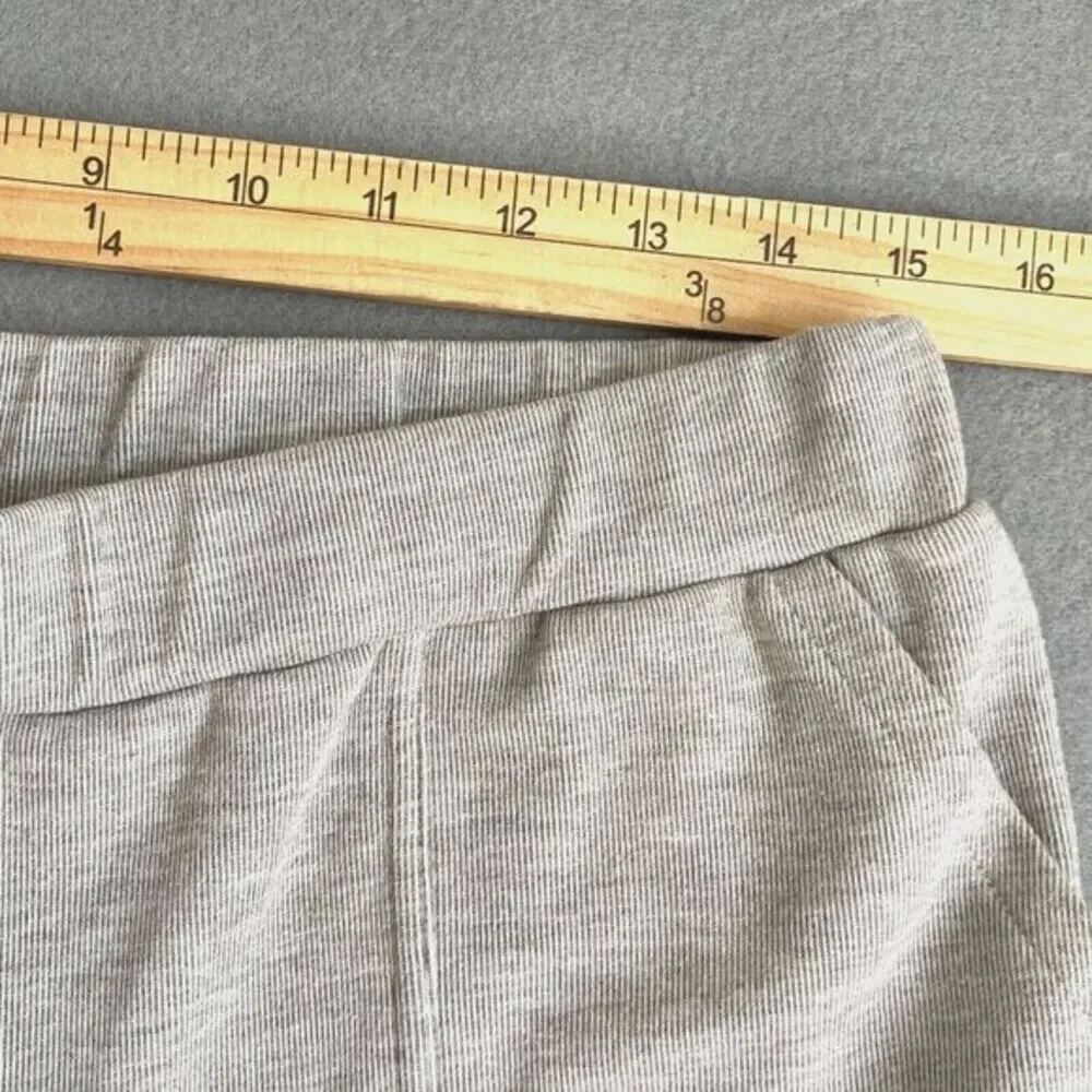 EVEREVE Womens L Beige Mini Rib Lounge Pants Sweatpants Pull-On Wide Leg Pockets
